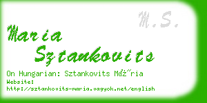 maria sztankovits business card